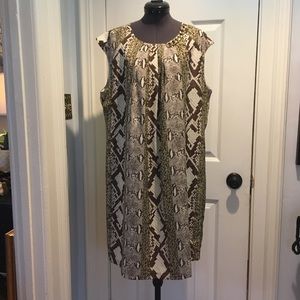 Michael Kors Printed Sleeveless Dress Brown Cream